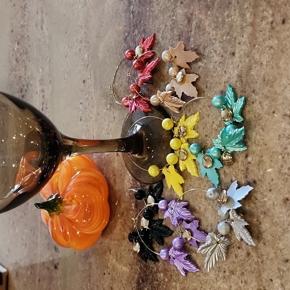 Handmade Fall/Holiday wineglass charms